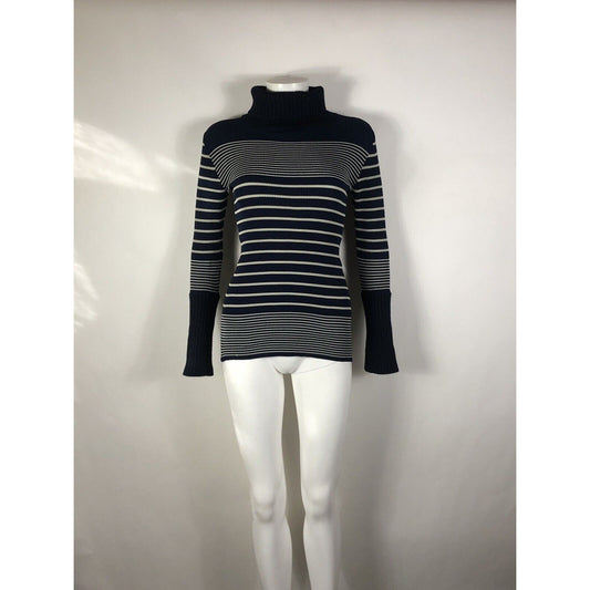 Rare Vtg Jean Paul Gaultier Navy Striped Tube Collar Knit Top S