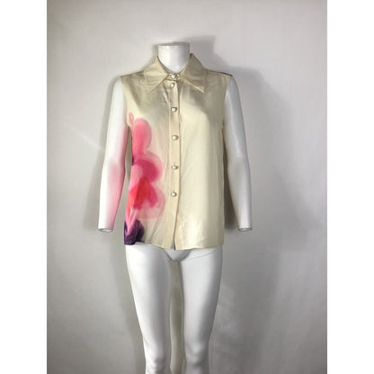 Rare Chanel Graffiti Floral Ecru Top S