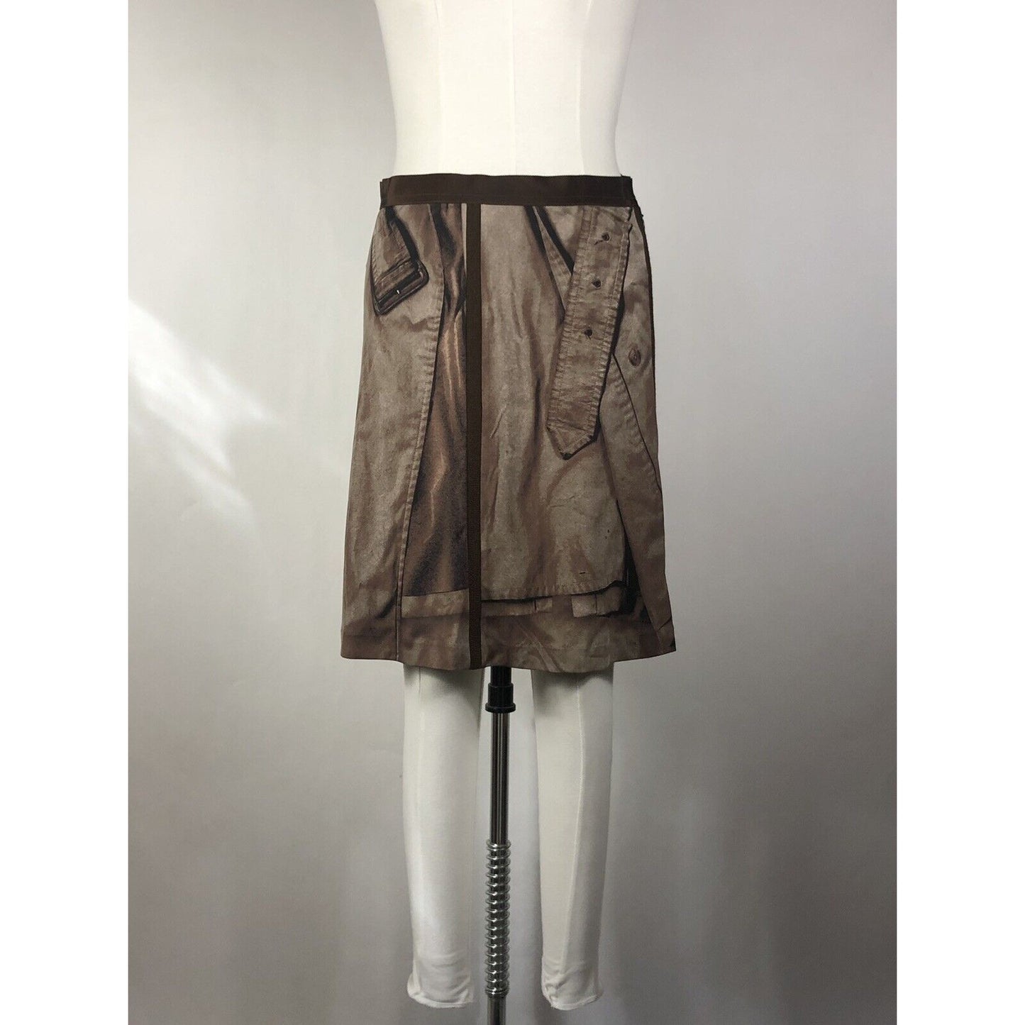 Rare Vtg Jean Paul Gaultier Brown Trench Print Skirt S