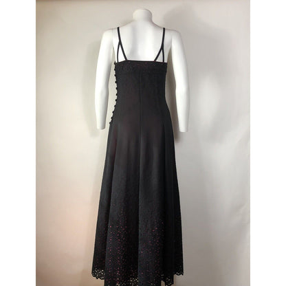 Rare Vtg Jean Paul Gaultier Black Pink Long Eyelet Dress S