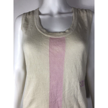 Rare Vtg Chanel Pink Knit CC Logo Tank Top L 42