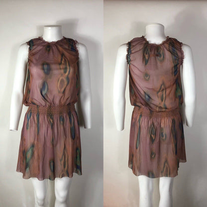 Rare Vtg Jean Paul Gaultier JPG Marble Print Sheer Mesh Dress