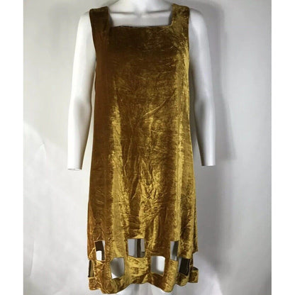 Rare Vtg Jean Paul Gaultier 90s Gold Velvet Dress S