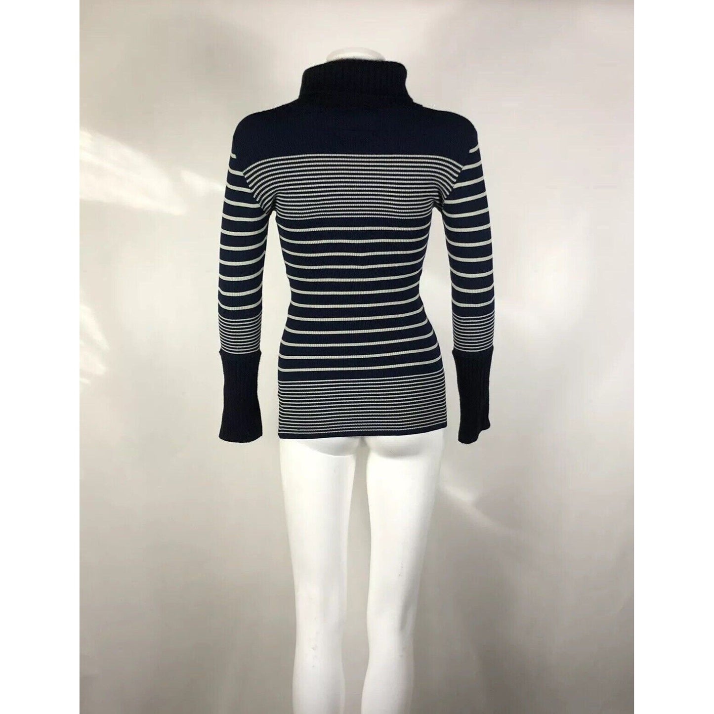 Rare Vtg Jean Paul Gaultier Navy Striped Tube Collar Knit Top S