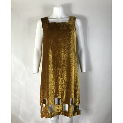 Rare Vtg Jean Paul Gaultier 90s Gold Velvet Dress S