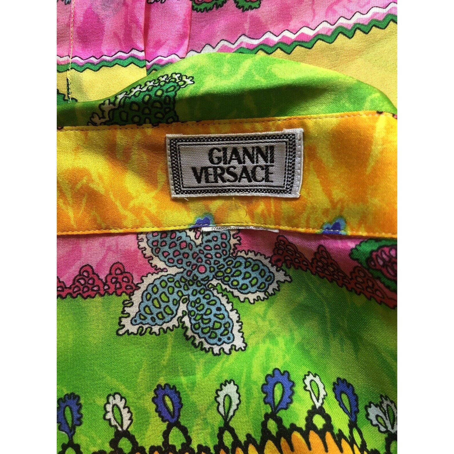 Rare Vtg Gianni Versace Multicolor Silk Shirt L