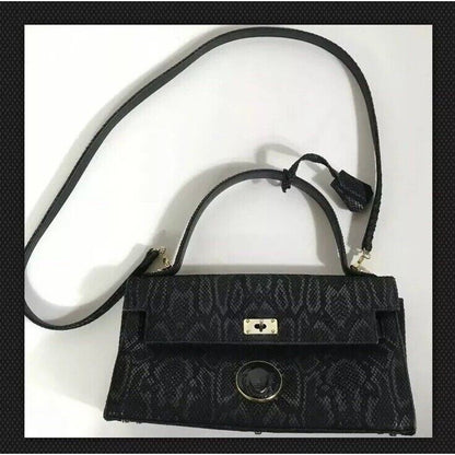 Rare Vtg Gianni Versace Black Snakeskin Medusa Bag