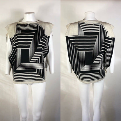 Rare Vtg Jean Paul Gaultier Black White Geometric Top S