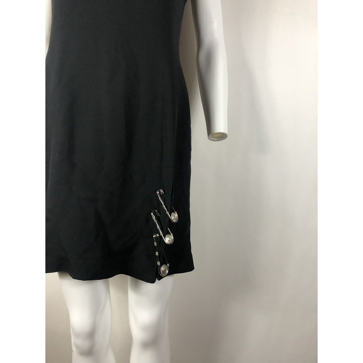 Rare Vtg Gianni Versace Black SS1994 Safety Pin Dress M