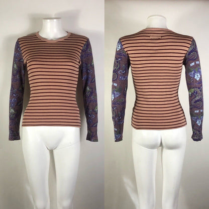 Rare Vtg Jean Paul Gaultier Jean’s Striped Tattoo Sleeve Top S