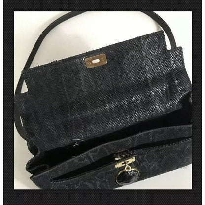 Rare Vtg Gianni Versace Black Snakeskin Medusa Bag