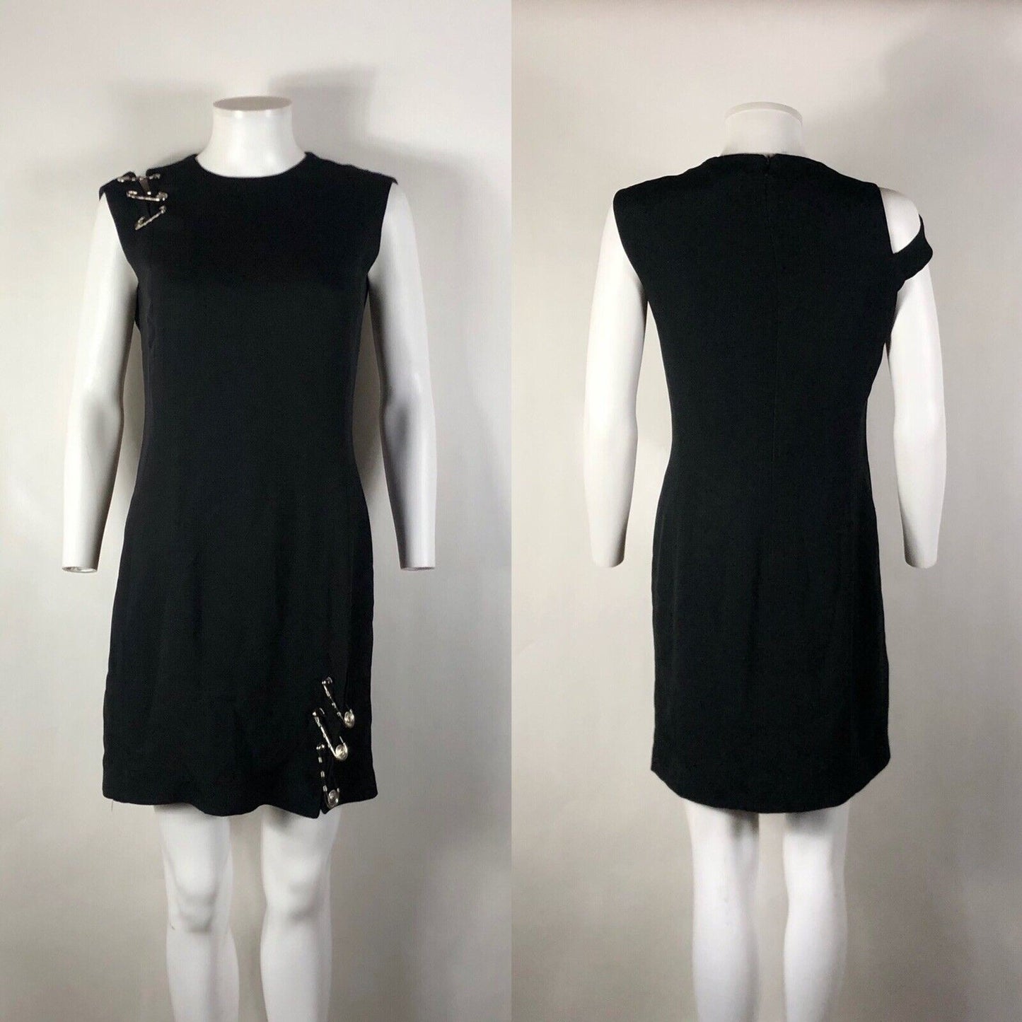 Rare Vtg Gianni Versace Black SS1994 Safety Pin Dress M