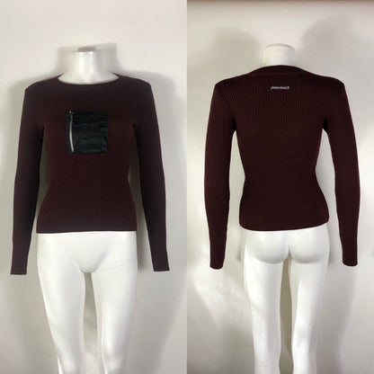 Rare Vtg Jean Paul Gaultier Jean’s Burgundy Zipper Pocket Knit Top S