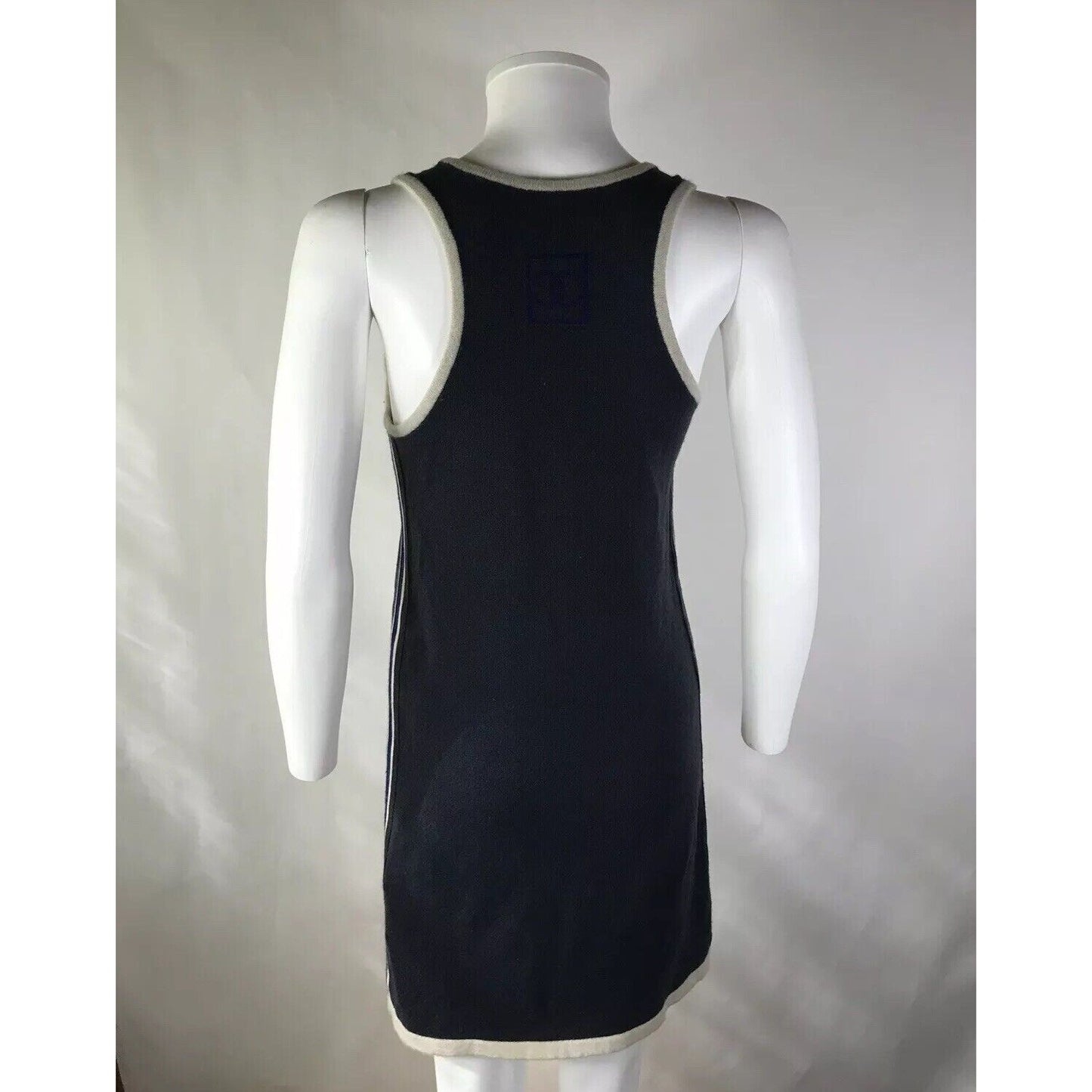 Rare Vtg Chanel Navy Cashmere CC Logo Dress XS 36