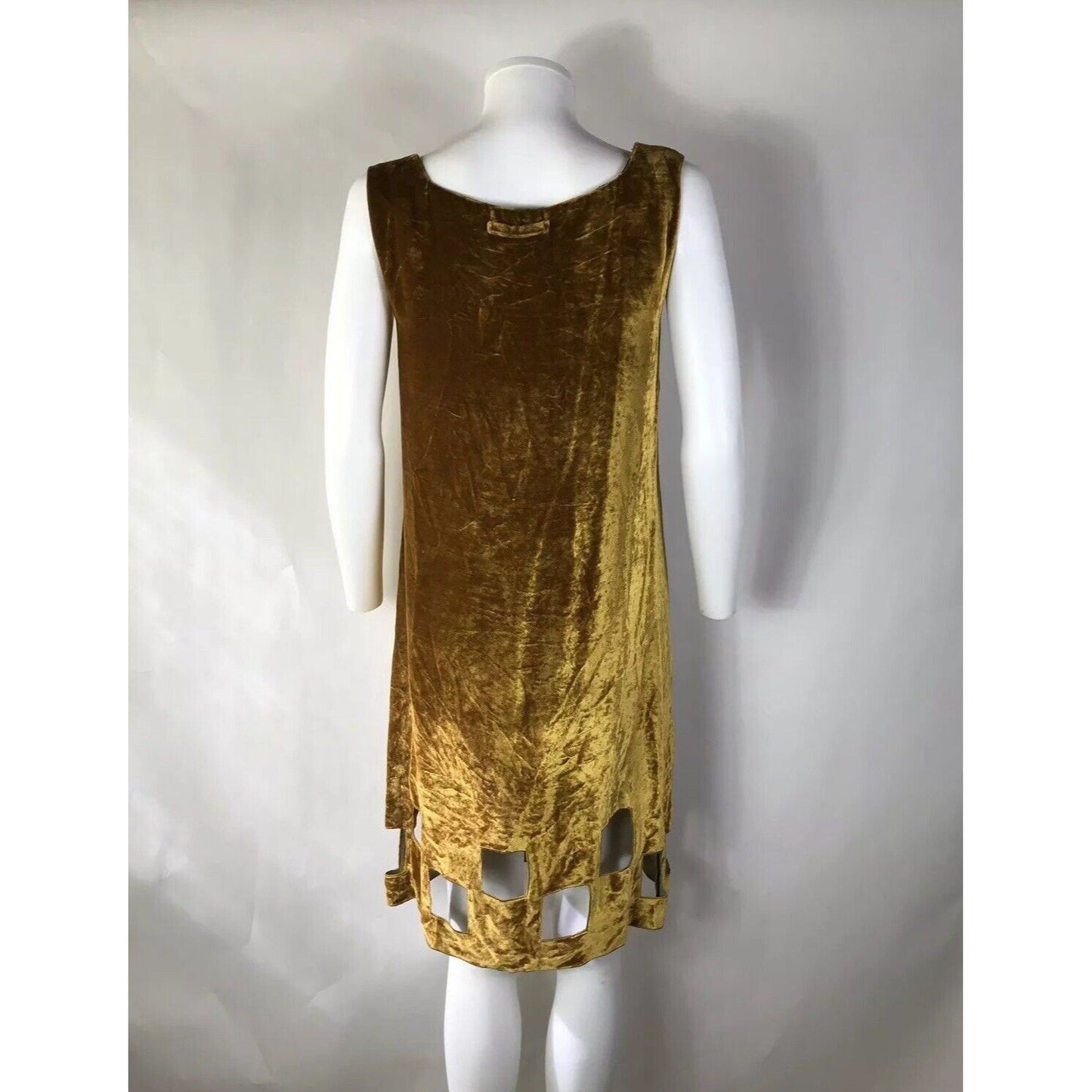 Rare Vtg Jean Paul Gaultier 90s Gold Velvet Dress S