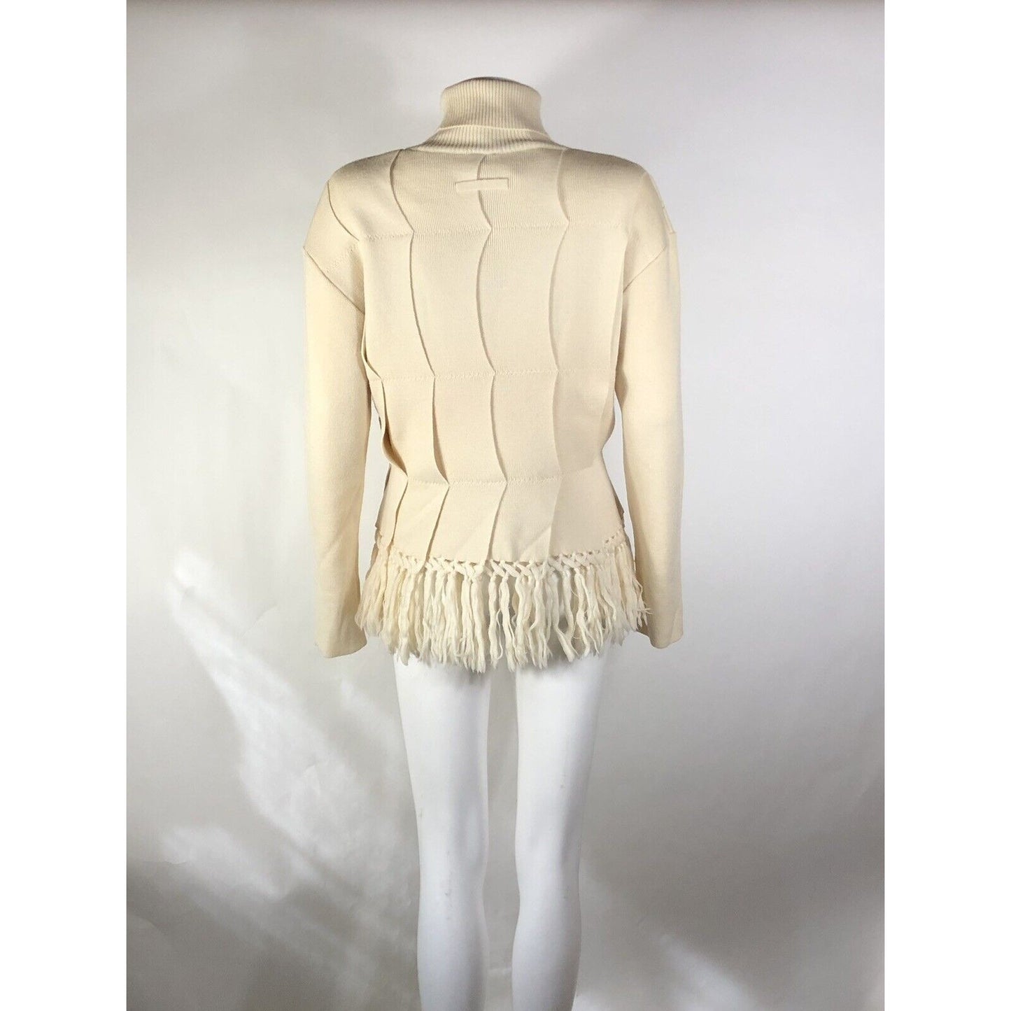 Rare Vtg Jean Paul Gaultier Beige Turtleneck Fringe Sweater S