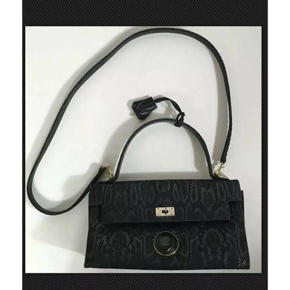 Rare Vtg Gianni Versace Black Snakeskin Medusa Bag