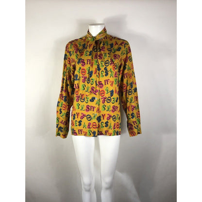 Rare Vtg Jean Paul Gaultier Junior Yellow Currency Print Shirt S