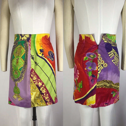 Rare Vtg Gianni Versace Multicolor Skirt 40 S