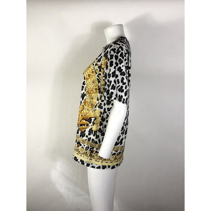 Rare Versace Yellow Gold Baroque Animalier Print T Shirt S