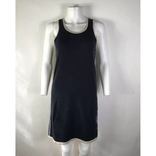 Rare Vtg Chanel Navy Cashmere CC Logo Dress XS 36