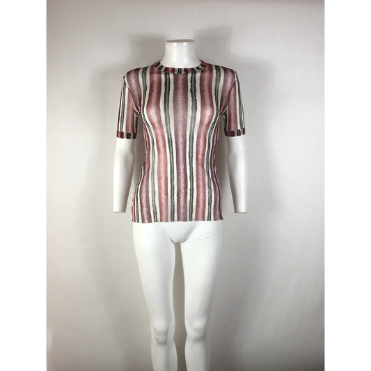 Rare Vtg Jean Paul Gaultier Red Striped Mesh Top S