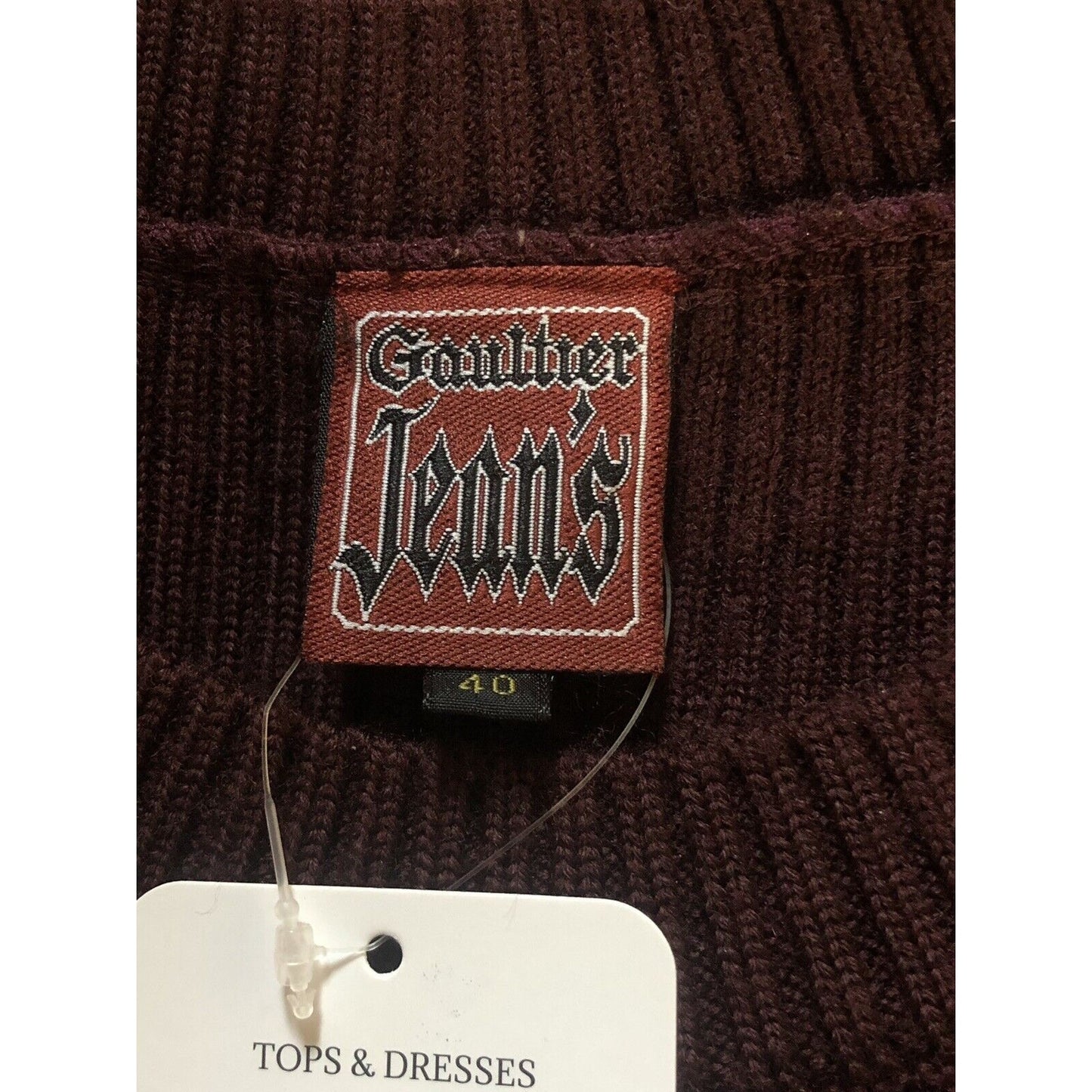 Rare Vtg Jean Paul Gaultier Jean’s Burgundy Zipper Pocket Knit Top S