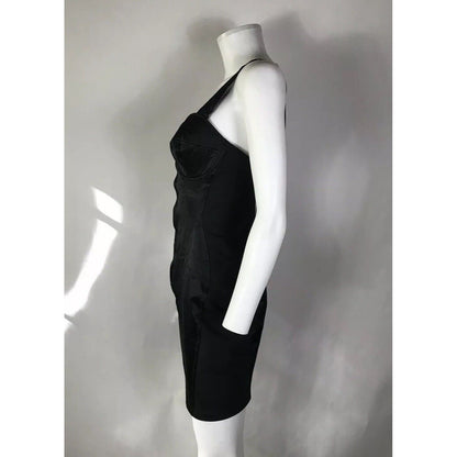 Rare Vtg Iconic Jean Paul Gaultier 90s Junior Satin Black Cone Bra Dress S