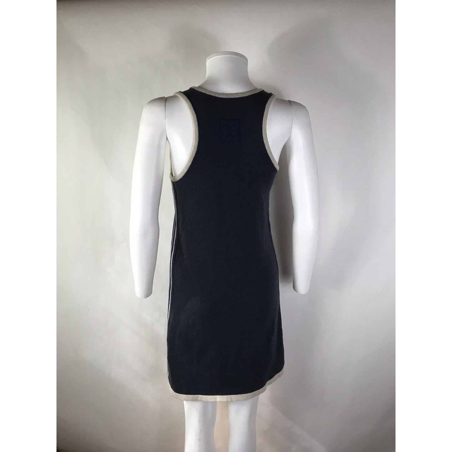 Rare Vtg Chanel Navy Cashmere CC Logo Dress XS 36