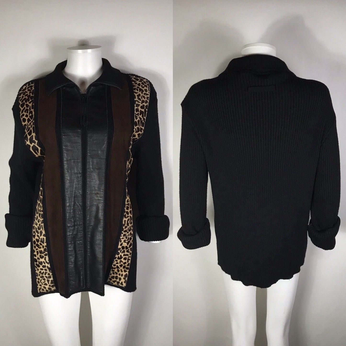 Rare Vtg Jean Paul Gaultier Animal Print Suede Sweater M