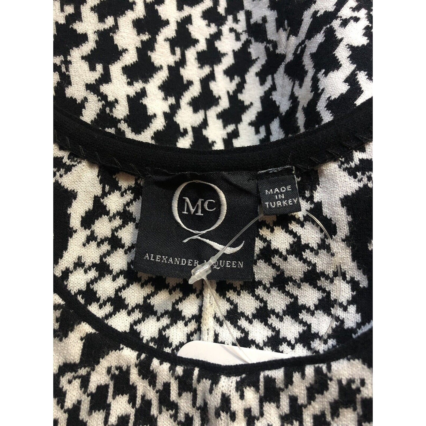 Rare Vtg Alexander McQueen McQ Black & White Houndstooth Dress XS