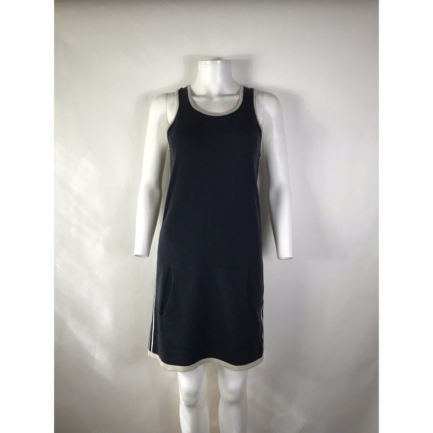 Rare Vtg Chanel Navy Cashmere CC Logo Dress XS 36