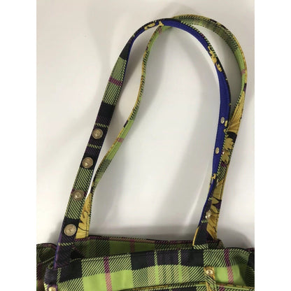 Rare Vtg Gianni Versace Green Tartan Plaid Baroque Bag