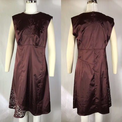 Rare Vtg Jean Paul Gaultier Laser Cut Maroon Dress S