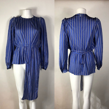 Rare Balenciaga Blue Stripe Asymmetrical Shirt XS