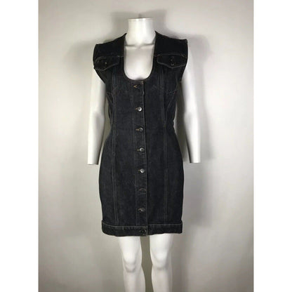 Rare Vtg Jean Paul Gaultier 90s Junior Denim Low Cut Dress S