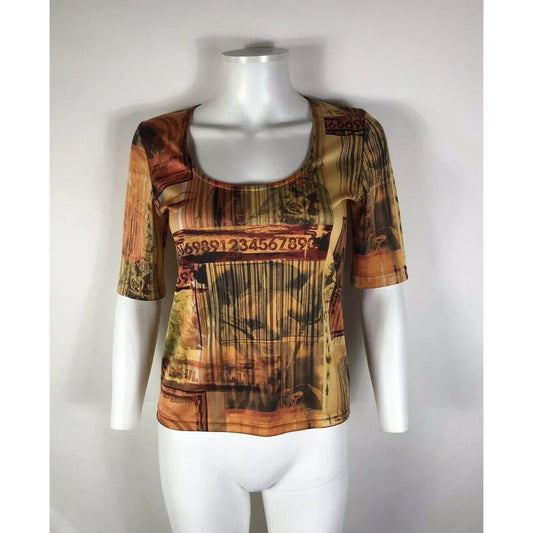 Rare Vtg Jean Paul Gaultier Barcode Print Top S