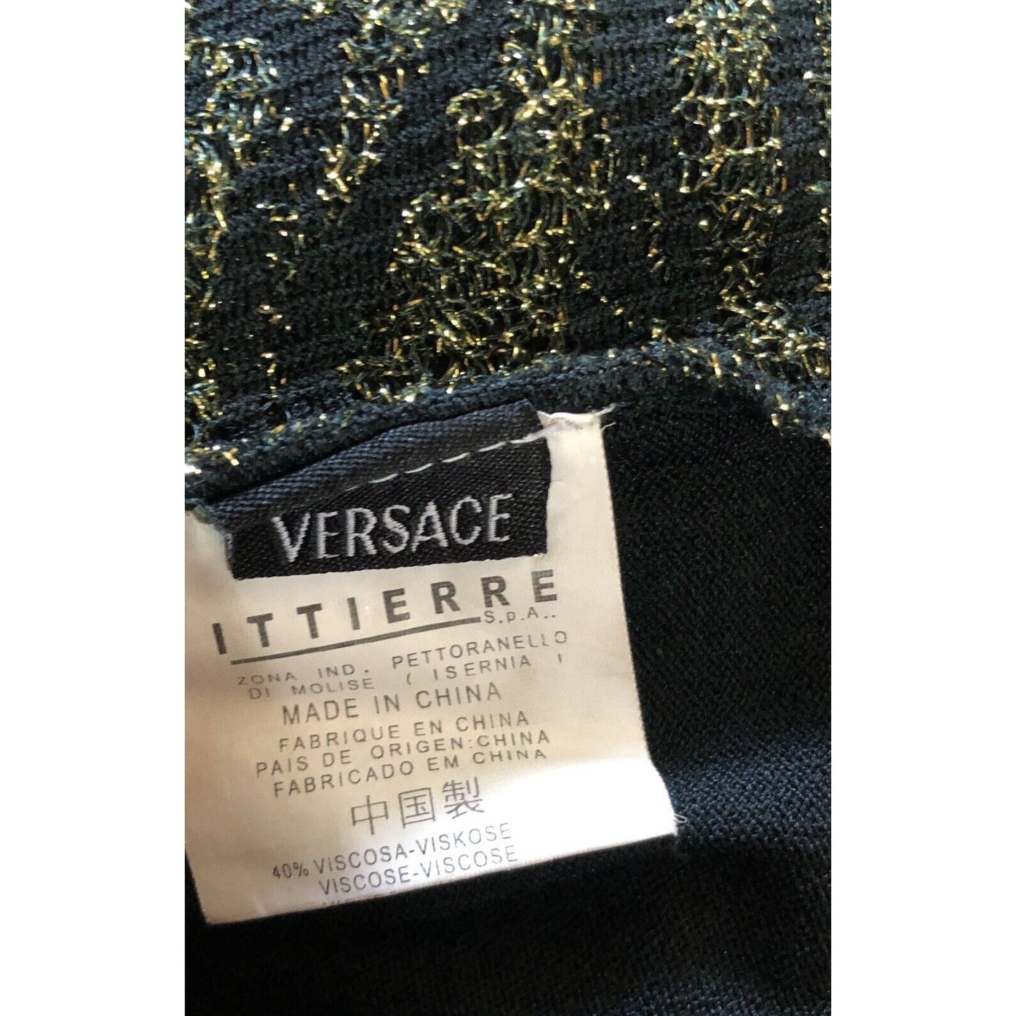 Rare Versace Jeans Black Medusa & Gold Top L