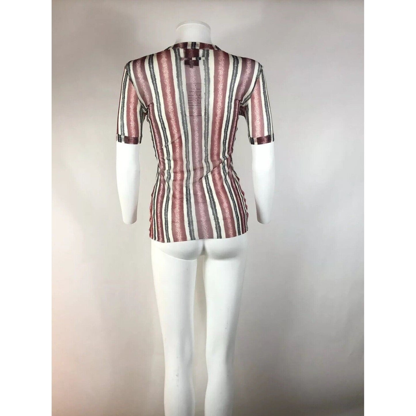 Rare Vtg Jean Paul Gaultier Red Striped Mesh Top S