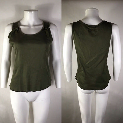 Rare Vtg Jean Paul Gaultier Green Belted Bondage Shoulder Tank Top M