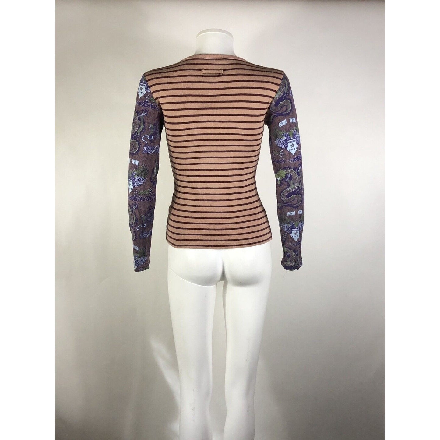 Rare Vtg Jean Paul Gaultier Jean’s Striped Tattoo Sleeve Top S