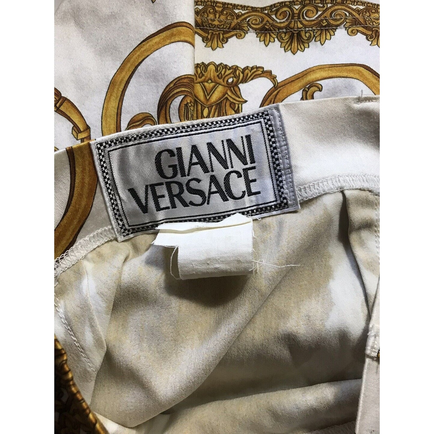 Rare Vtg Gianni Versace Early 90s Gold Baroque Skirt XS 38