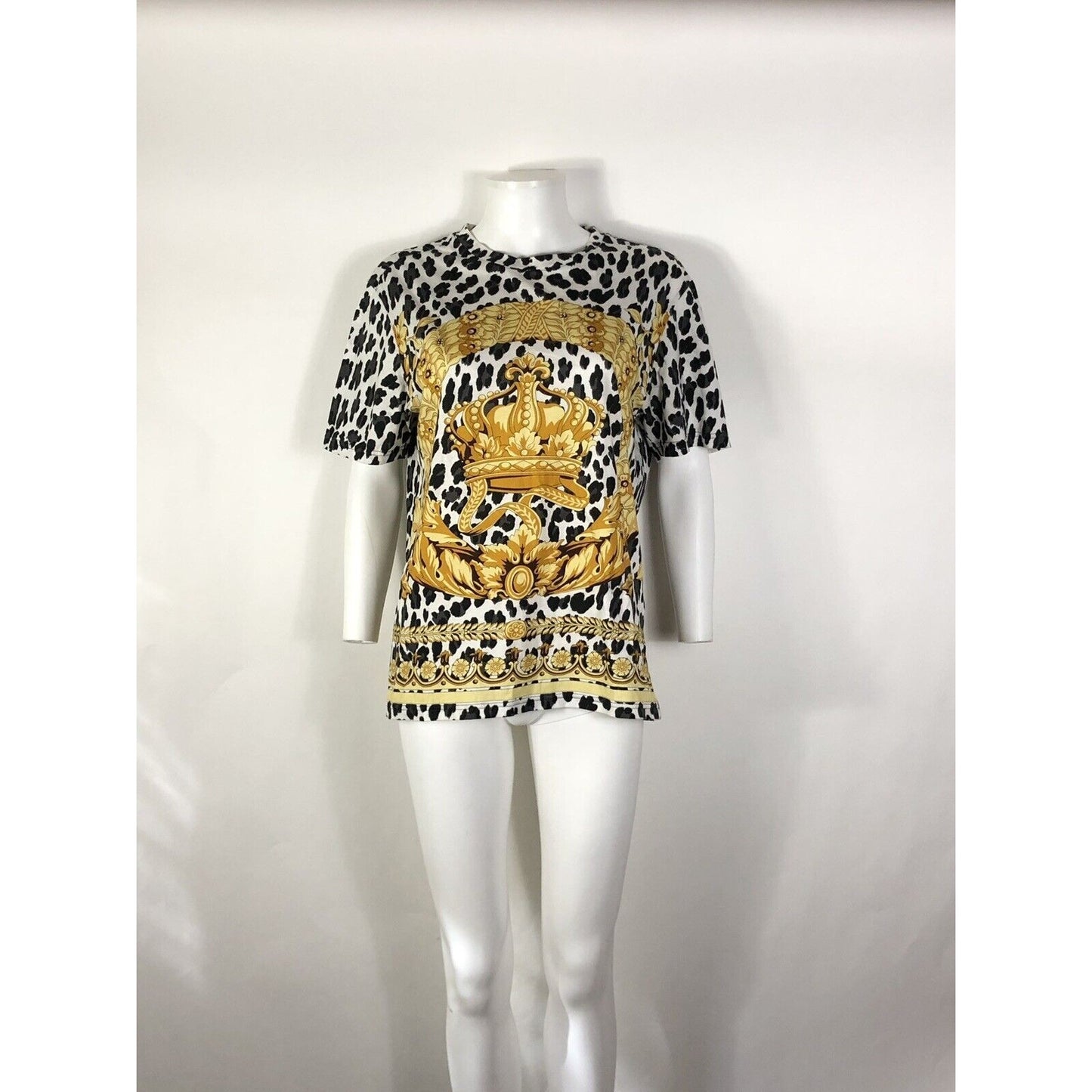 Rare Versace Yellow Gold Baroque Animalier Print T Shirt S