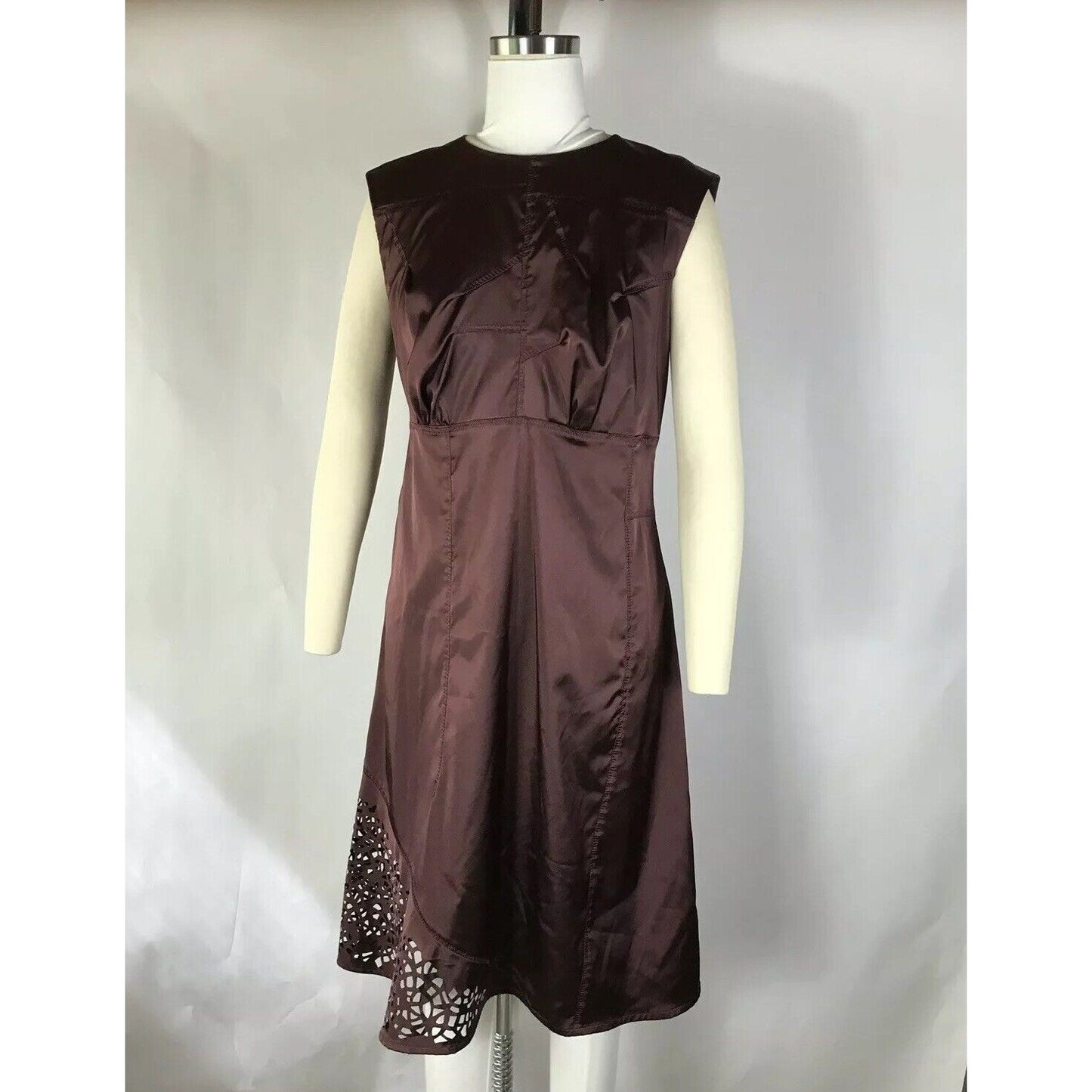 Rare Vtg Jean Paul Gaultier Laser Cut Maroon Dress S