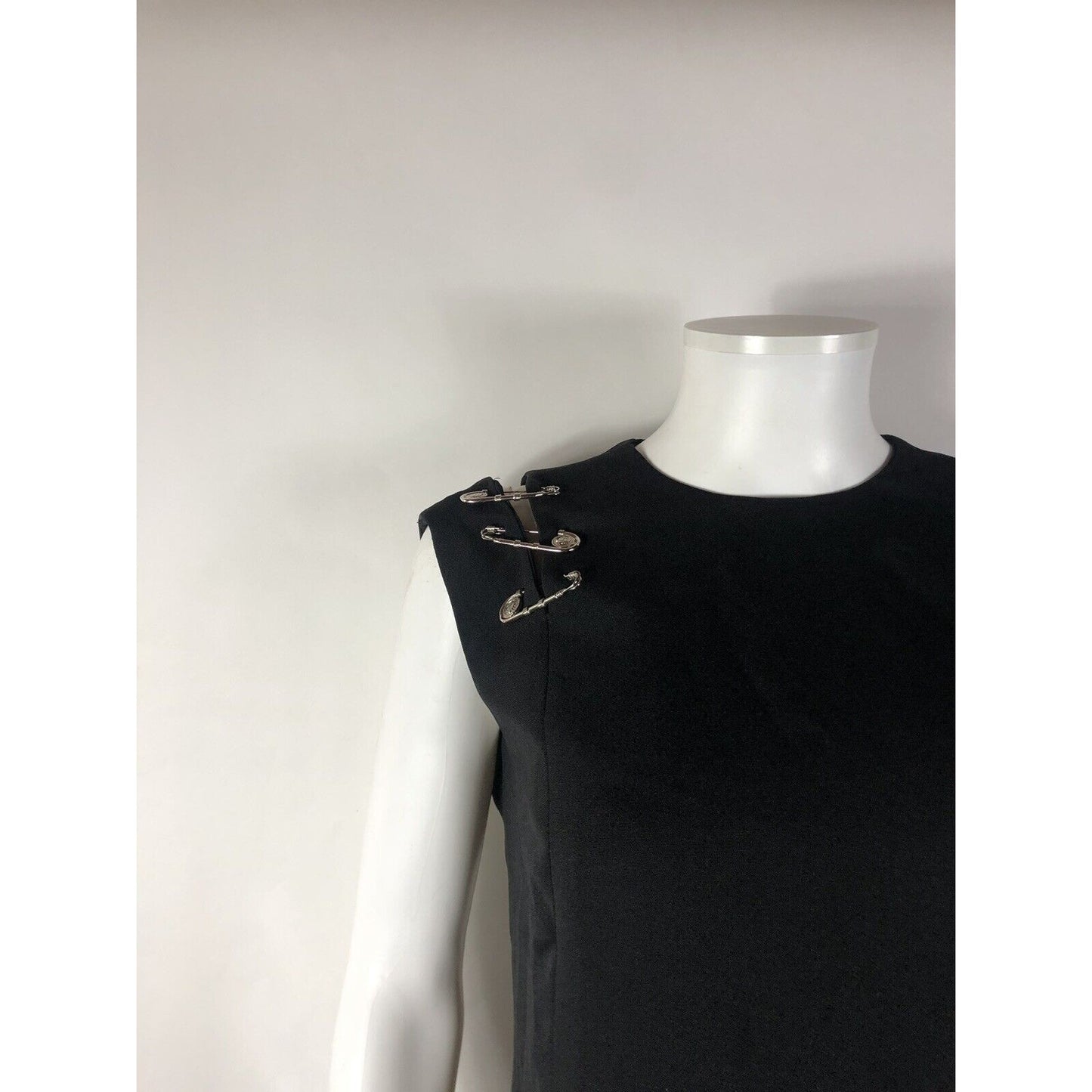 Rare Vtg Gianni Versace Black SS1994 Safety Pin Dress M