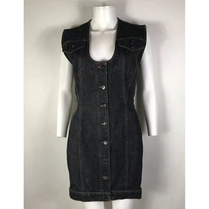 Rare Vtg Jean Paul Gaultier 90s Junior Denim Low Cut Dress S