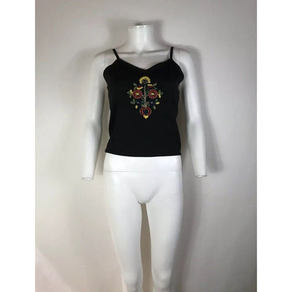 Rare Vtg Christian Dior by John Galliano Embroidered Black Top M