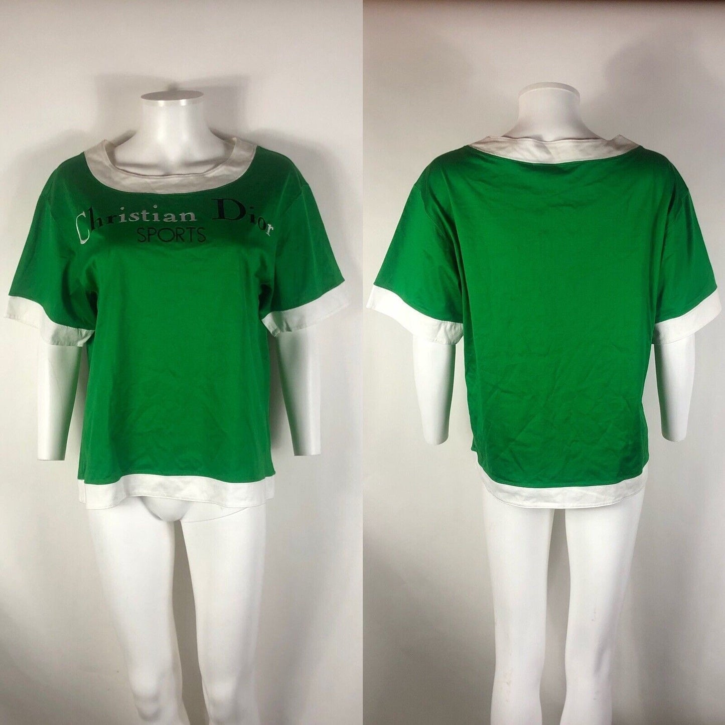 Rare Vtg Christian Dior Sports Green Logo Tee Shirt M