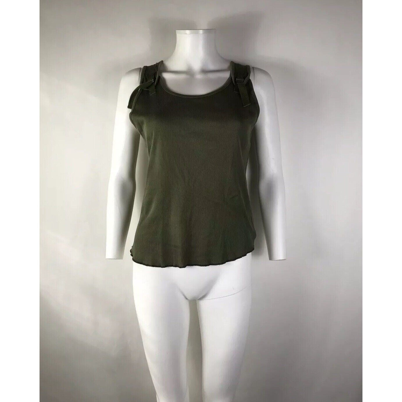 Rare Vtg Jean Paul Gaultier Green Belted Bondage Shoulder Tank Top M