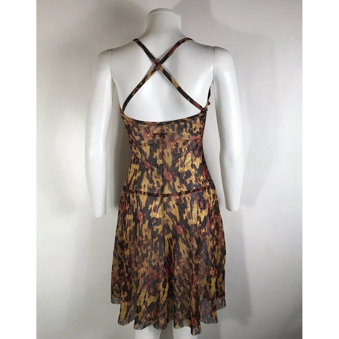 Rare Vtg Jean Paul Gaultier Yellow Red Sheer Mesh Dress S